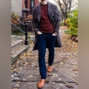 J. CREW Lamb’s Wool Sweater Crew Neck Wine Long Sleeve L Men's Winter Holiday